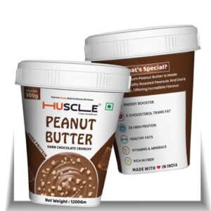 HUSCLE Dark Chocolate Crunchy Peanut Butter – High Protein Power Spread 1200 GM