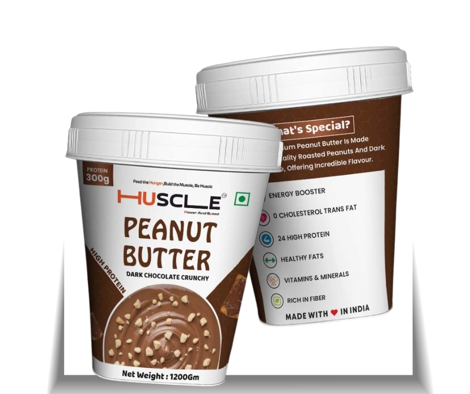 HUSCLE Dark Chocolate Crunchy Peanut Butter β High Protein Power Spread 1200 GM