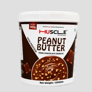 HUSCLE Dark Chocolate Crunchy Peanut Butter – High Protein Power Spread 1200 GM