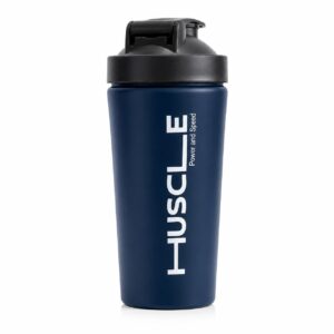 Huscle Steel Shaker Bottle Blue | 739ml Capacity | Stainless Steel Mixing Bottle | Leak Resistant Lid | Suitable for Protein and Beverage Mixing