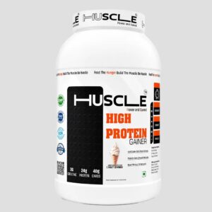 Huscle High Protein Mass Gainer Powder for Muscle Gain & Strength Support with Digestive Enzymes