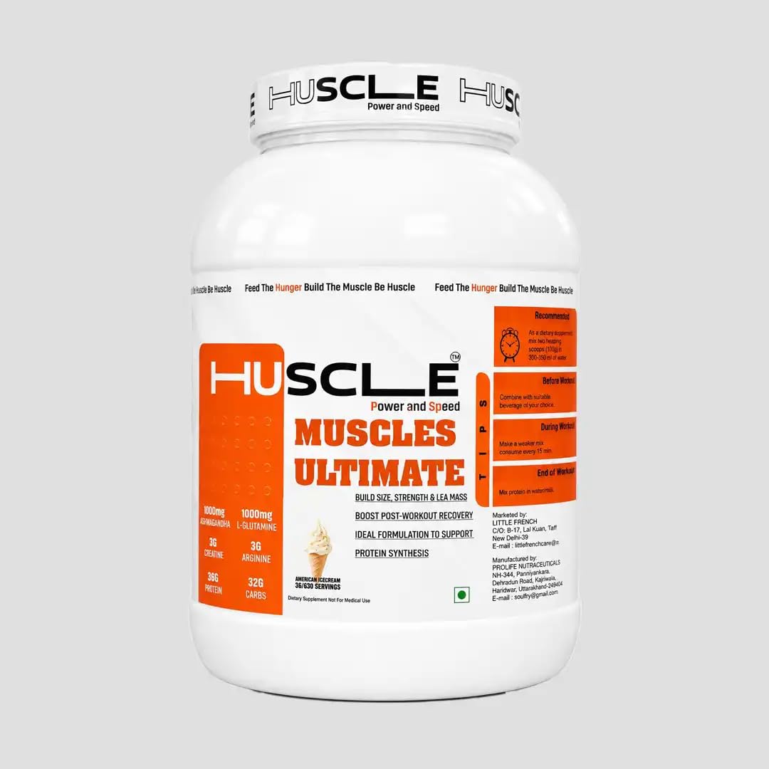 Huscle Kesar Kulfi Flavor Mass Gainer Powder for Muscle Growth & Strength Support | High Protein & Carb Blend