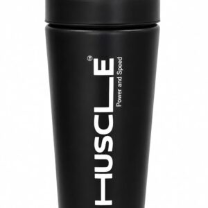 Huscle Steel Shaker Bottle Black | 739ml Capacity | Stainless Steel Mixing Bottle | Leak Resistant Lid | Suitable for Protein and Beverage Mixing