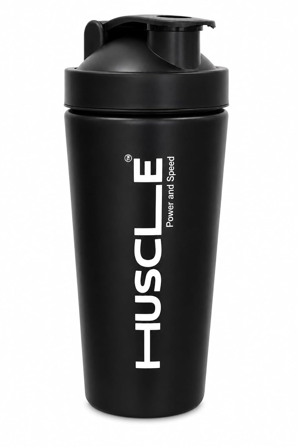 Huscle Steel Shaker Bottle Black | 739ml Capacity | Stainless Steel Mixing Bottle | Leak Resistant Lid | Suitable for Protein and Beverage Mixing