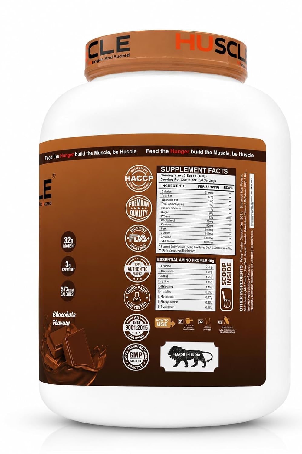 Huscle Size & Bulk Gainer for Muscle Growth & Strength Support (3KG, Size & Bulk Gainer) - Image 3
