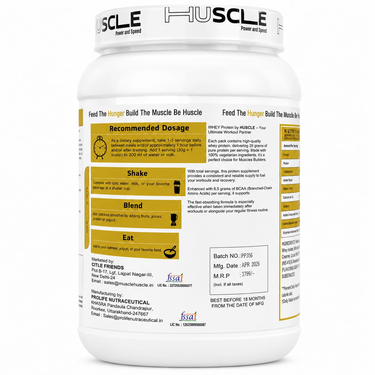 HUSCLE Whey Protein Concentrate American Ice Cream Flavour | Whey Based Nutrition Powder | Protein Beverage Mix | 82 Servings | Supplement for Adults | 2.5kg Pack - Image 3