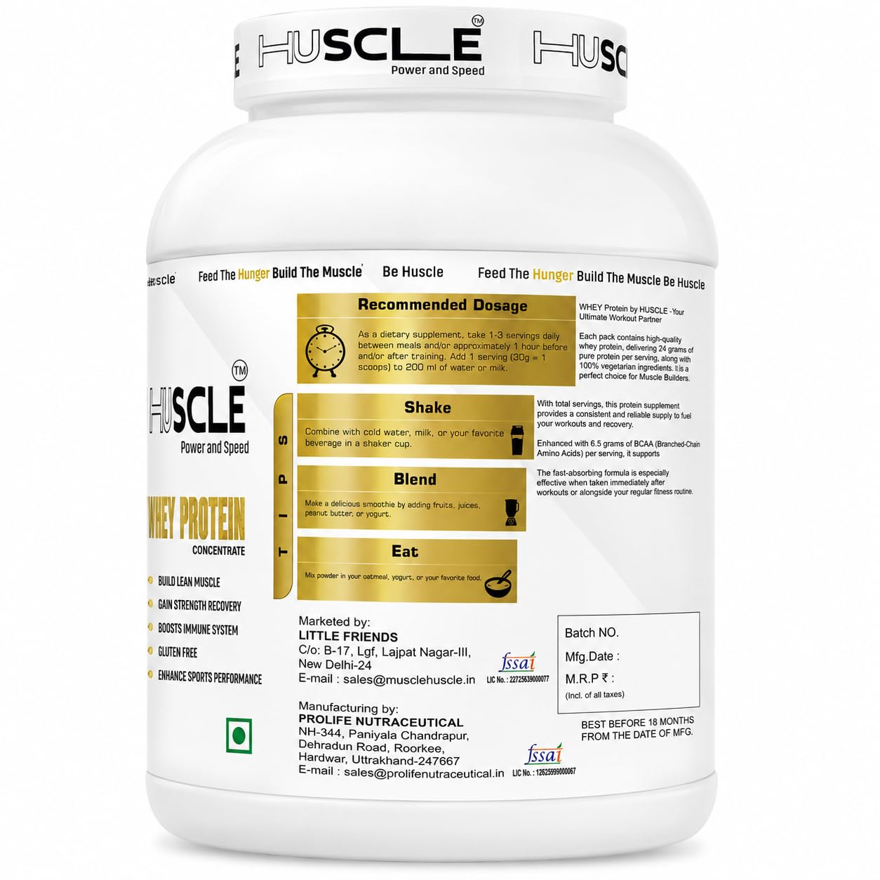 HUSCLE Whey Protein Concentrate Kesar Kulfi Flavour | Whey Based Nutrition Powder | Protein Beverage Mix | 41 Servings | Supplement for Adults | 1.25kg Pack - Image 2