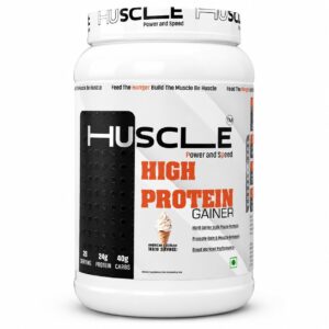 HUSCLE High Protein Gainer American Ice Cream Flavour | Nutrition Powder Beverage Mix | Protein and Carbohydrate Blend | 27 Servings | Supplement for Adults | 2.7kg Pack