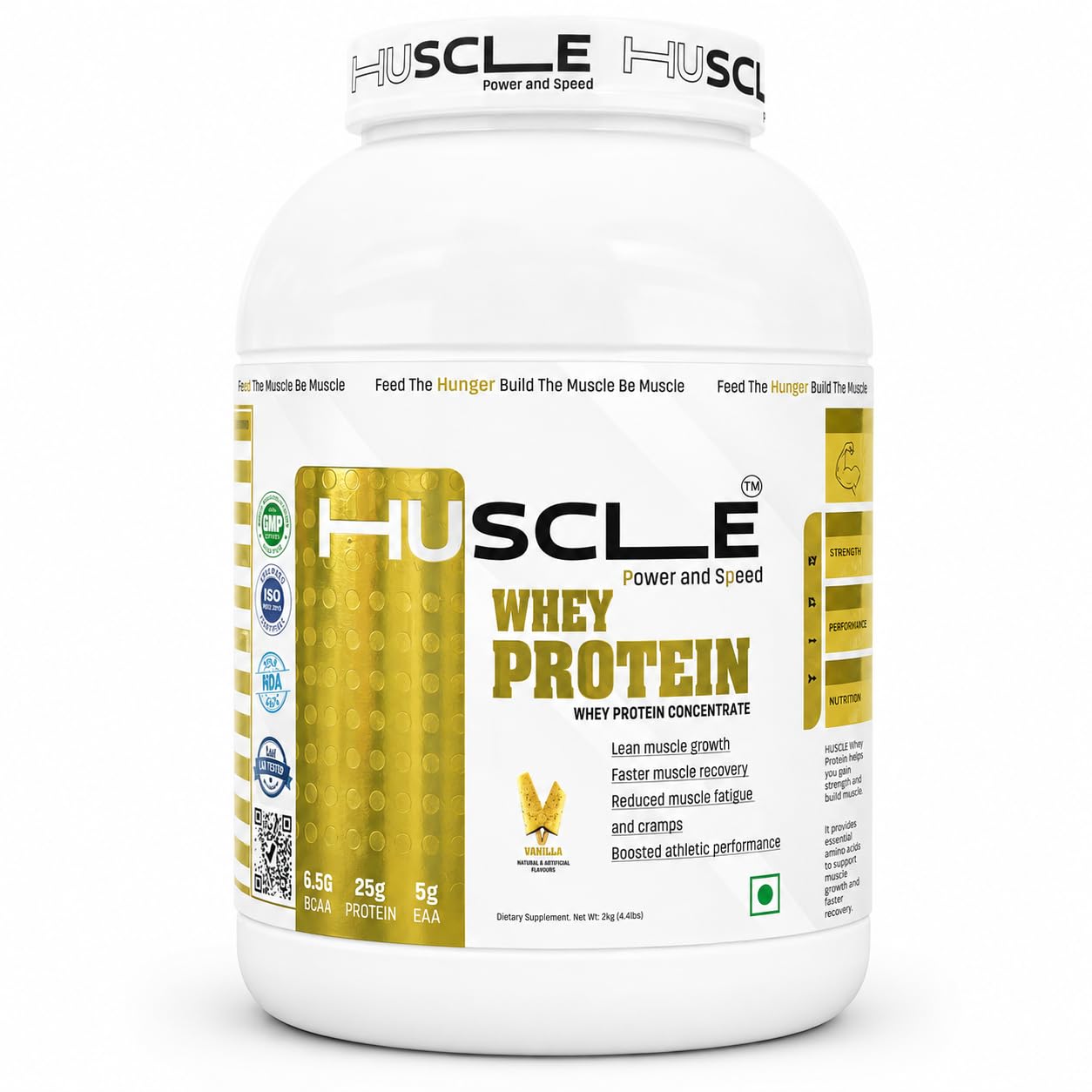 HUSCLE Whey Protein Concentrate Kesar Kulfi Flavour | Whey Based Nutrition Powder | Protein Beverage Mix | 41 Servings | Supplement for Adults | 1.25kg Pack