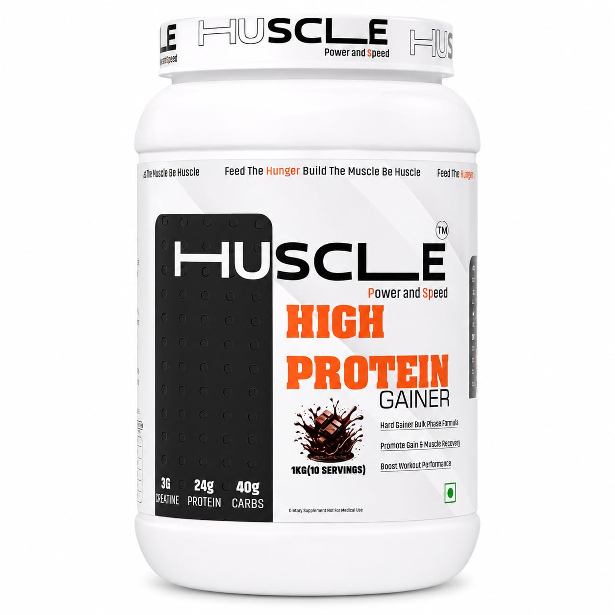 HUSCLE High Protein Gainer Chocolate Flavour | Nutrition Powder Beverage Mix | Protein and Carbohydrate Blend | 10 Servings | Supplement for Adults | 1kg Pack