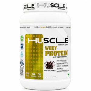 HUSCLE Whey Protein Concentrate Chocolate Flavour | Whey Based Nutrition Powder | Protein Beverage Mix | 82 Servings | Supplement for Adults | 2.5kg Pack
