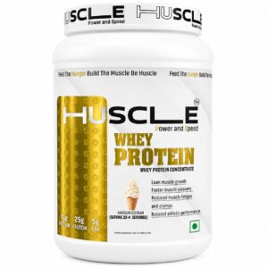 HUSCLE Whey Protein Concentrate American Ice Cream Flavour | Whey Based Nutrition Powder | Protein Beverage Mix | 82 Servings | Supplement for Adults | 2.5kg Pack
