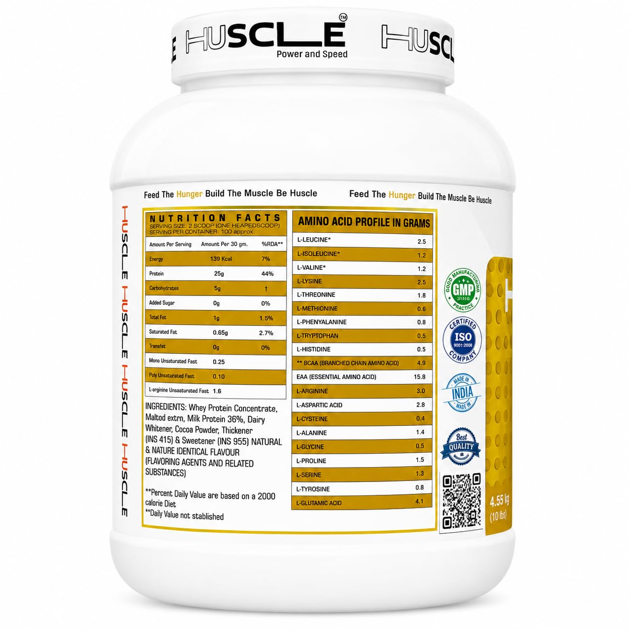 HUSCLE Whey Protein Concentrate Kesar Kulfi Flavour | Whey Based Nutrition Powder | Protein Beverage Mix | 41 Servings | Supplement for Adults | 1.25kg Pack - Image 3