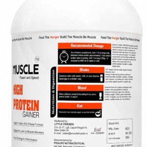 HUSCLE High Protein Gainer Kesar Kulfi Flavour | Nutrition Powder Beverage Mix | Protein and Carbohydrate Blend | 27 Servings | Supplement for Adults | 2.7kg Pack