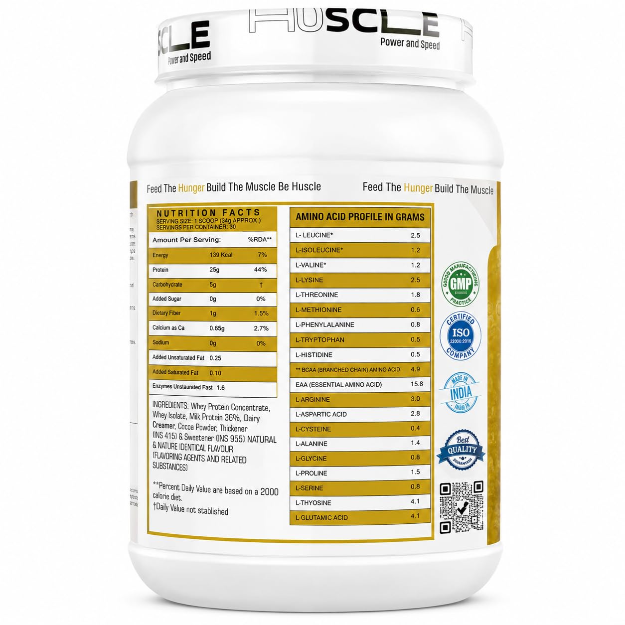 HUSCLE Whey Protein Concentrate American Ice Cream Flavour | Whey Based Nutrition Powder | Protein Beverage Mix | 82 Servings | Supplement for Adults | 2.5kg Pack - Image 2