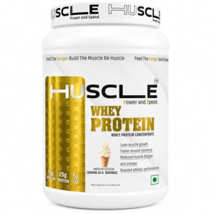 HUSCLE Whey Protein Concentrate American Ice Cream Flavour | Whey Based Nutrition Powder | Protein Beverage Mix | 41 Servings | Supplement for Adults | 1.25kg Pack