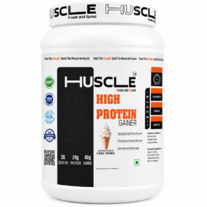 HUSCLE High Protein Gainer American Ice Cream Flavour | Nutrition Powder Beverage Mix | Protein and Carbohydrate Blend | 10 Servings | Supplement for Adults | 1kg Pack